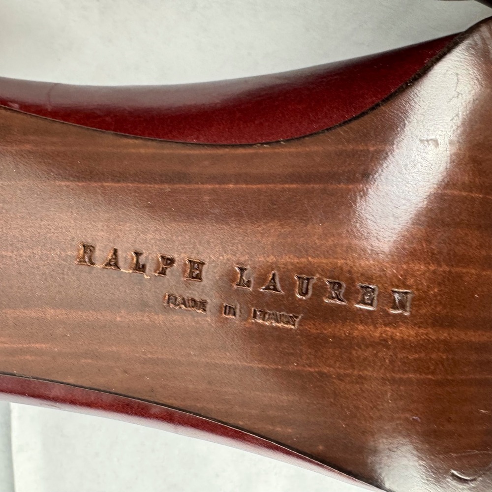 Ralph Lauren Collection Burgundy Leather Loafer Pumps Made in Italy WT 1365 7B - Picture 5 of 6